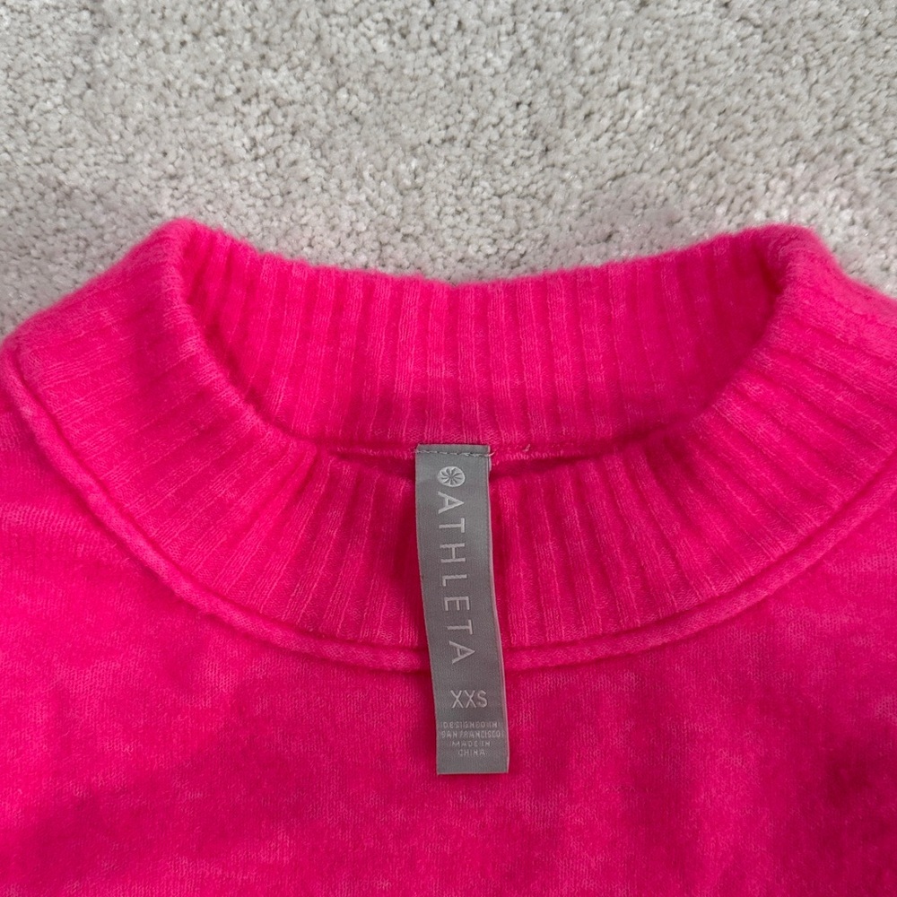 Athleta Oversized Bright Pink Crew Neck Sweater